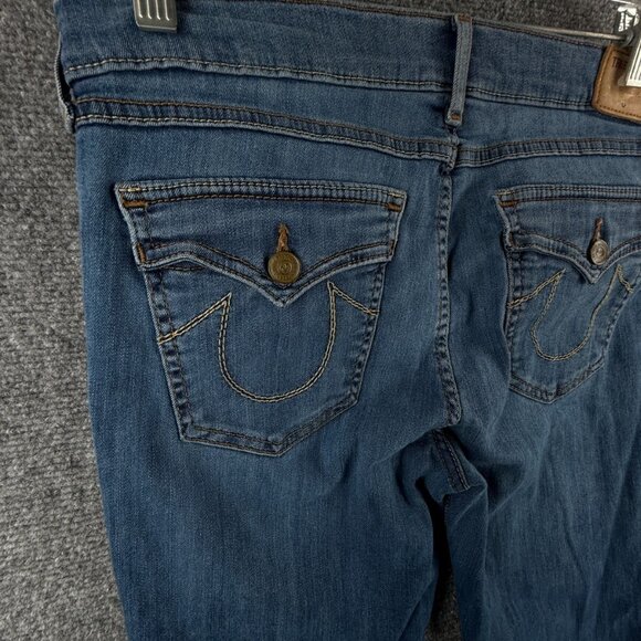 True Religion Women Size 31 Denim Jeans Stretch Blue USA Made Skinny Tapered - Picture 9 of 15